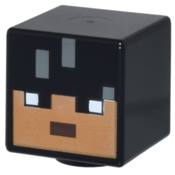 Minifigure, Head, Modified Cube with Pixelated Medium Nougat Face, Dark Brown Mouth, and Dark Bluish Gray Highlights Pattern (Minecraft Sunny) Minifigure, Head, Modified Cube with Pixelated Medium Nougat Face, Dark Brown Mouth, and Dark Bluish Gray Highlights Pattern (Minecraft Sunny)