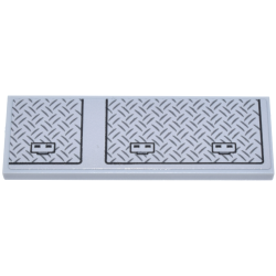 Tile 2 x 6 with Hatch Panels with Black Outlines, Handles and Dark Bluish Gray Tread Plates Pattern (Sticker) - Set 42146
