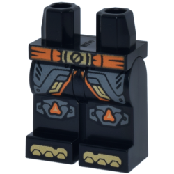 Hips and Legs with Orange Belt with Gold Buckle, Dark Bluish Gray Armor Panels with Trim and Rivets, Knee Pads, Shoe Tips Pattern Hips and Legs with Orange Belt with Gold Buckle, Dark Bluish Gray Armor Panels with Trim and Rivets, Knee Pads, Shoe Tips Pattern