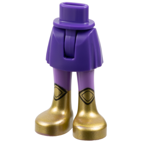 Деталь LEGO 35216ac00pb031 Mini Doll Hips and Skirt with Molded Medium Lavender Legs and Printed Gold Boots Pattern - Thin Hinge