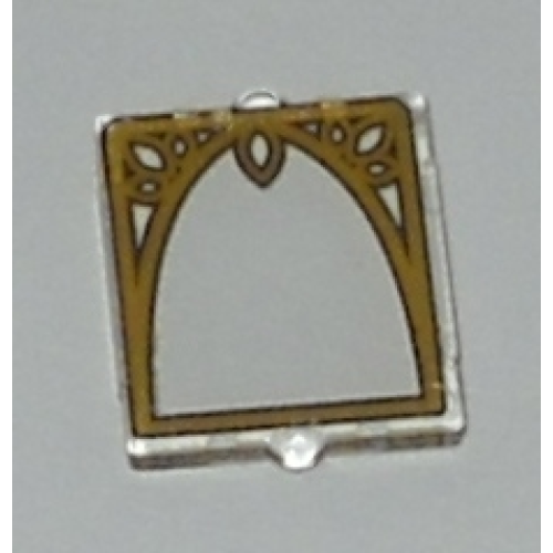 Деталь LEGO 60601pb013 Glass for Window 1 x 2 x 2 Flat Front with Ornamented Window Arch Pattern