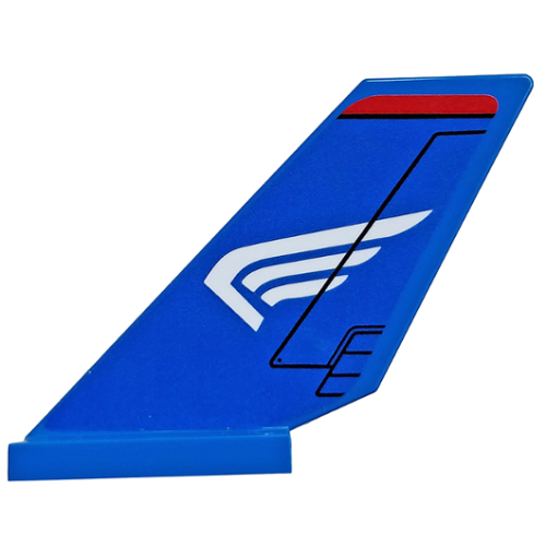 Деталь LEGO 6239pb076L Tail Shuttle with White Wing on Blue Background Pattern Model Left Side (Sticker) - Set 76076