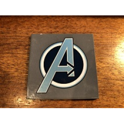 Tile 6 x 6 with Bottom Tubes with Metallic Light Blue Avengers Logo Pattern (Sticker) - Set 76131