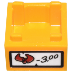 Container, Box 2 x 2 x 1 - Top Opening with Flat Inner Bottom with Red Demon Bull Horns, '3.00' and Black Border Pattern (Sticker) - Set 80036 Container, Box 2 x 2 x 1 - Top Opening with Flat Inner Bottom with Red Demon Bull Horns, '3.00' and Black Border Pattern (Sticker) - Set 80036