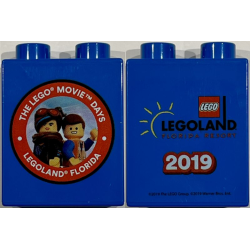 Duplo, Brick 1 x 2 x 2 with The LEGO Movie Days LEGOLAND Florida Resort 2019, Lucy Wyldstyle and Emmet Minifigures Pattern Duplo, Brick 1 x 2 x 2 with The LEGO Movie Days LEGOLAND Florida Resort 2019, Lucy Wyldstyle and Emmet Minifigures Pattern