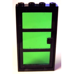 Door, Frame 1 x 4 x 6 with 4 Holes on Top and Bottom with Black Door with 3 Panes and Square Handle with Fixed Trans-Green Glass (30179 / x39c03)