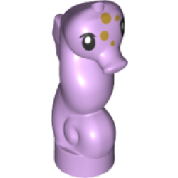 Seahorse, Friends Style with Black Eyes and Gold Spots Pattern - Lavender