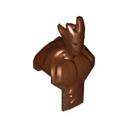 Large Figure Head and Upper Torso with Wood Grain and Leaves Pattern (Groot)