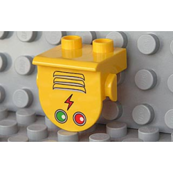 Duplo, Plate 1 x 2 with Overhang with Grille, Lightning Bolt and Green and Red Lights Pattern Duplo, Plate 1 x 2 with Overhang with Grille, Lightning Bolt and Green and Red Lights Pattern