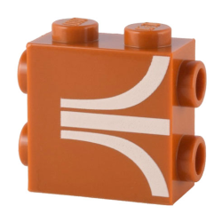 Brick, Modified 1 x 2 x 1 2/3 with Studs on Side and Ends with White Atari Logo Pattern