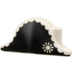 Minifigure, Headgear Hat, Pirate Bicorne with Cockade on Black Scalloped Background Pattern Minifigure, Headgear Hat, Pirate Bicorne with Cockade on Black Scalloped Background Pattern