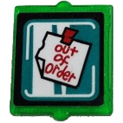 Glass for Window 1 x 2 x 2 Flat Front with White Note with Red 'out of order' and Tape Pattern (Sticker) - Set 80011