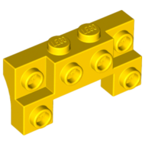 Деталь LEGO 52038 Brick, Modified 2 x 4 - 1 x 4 with 2 Recessed Studs and Thick Side Arches - Yellow