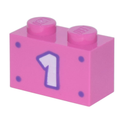Brick 1 x 2 with White Number 1 with Dark Purple Outline and 4 Dots Pattern Brick 1 x 2 with White Number 1 with Dark Purple Outline and 4 Dots Pattern