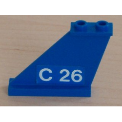 Tail 4 x 1 x 3 with White 'C 26' on Blue Background Pattern on Left Side (Sticker) - Set 4022