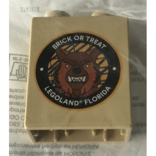 Деталь LEGO 4066pb543 Duplo, Brick 1 x 2 x 2 with Brick or Treat 2018 LEGOLAND Florida Werewolf Pattern