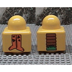 Primo Brick 1 x 1 with Giraffe Legs and Palm Tree Base Pattern on Opposite Sides