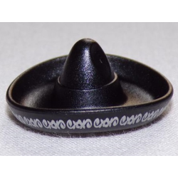 Minifigure, Headgear Hat, Mexican Sombrero with Silver Ornate Trim Wide Pattern (BAM)