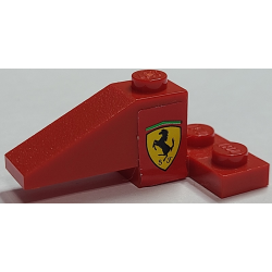 Stickered Assembly 4 x 2 x 1 1/3 with Ferrari Logo On Red Background Pattern Model Left Side (Sticker) - Set 2556 - 1 Slope 33 3 x 1, 1 Plate 2 x 2 Corner