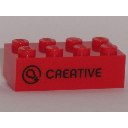 Деталь LEGO 3001pb133 Brick 2 x 4 with Black 'CREATIVE' Pattern (Play Day 2018)