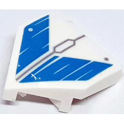 Wedge 2 x 2 x 2/3 Pointed with Dark Bluish Gray Lines, Hexagon and Rivets and Medium Azure Chevron Stripes Pattern (Sticker) - Set 71770