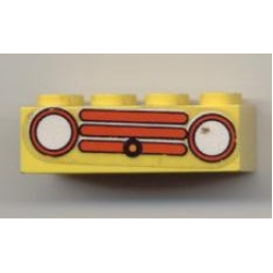 Brick 2 x 4 with Car Grille Fabuland Horizontal Red Pattern (Sticker) - Sets 134-2 / 344-2