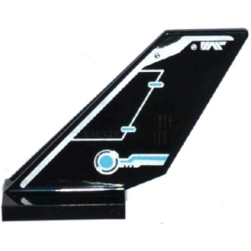 Деталь LEGO 6239pb049L Tail Shuttle with Rudder and Silver and Medium Azure Circuitry Pattern on Left Side (Sticker) - Set 70170