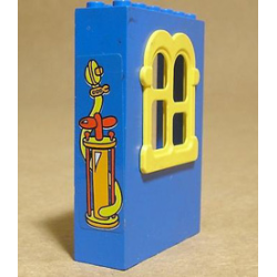 Fabuland Building Wall 2 x 6 x 7 with Squared Yellow Window and Pump Pattern (Sticker) - Set 3666 Fabuland Building Wall 2 x 6 x 7 with Squared Yellow Window and Pump Pattern (Sticker) - Set 3666