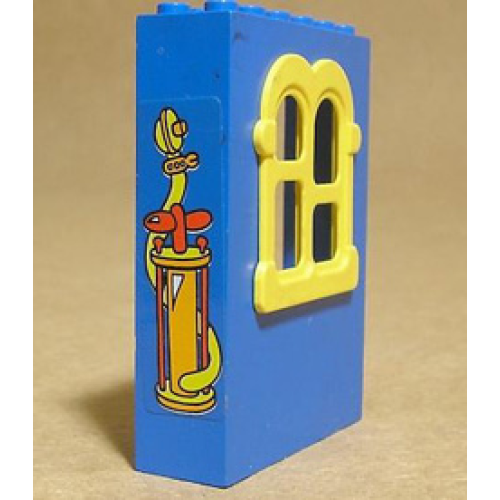 Деталь LEGO x637c02pb02 Fabuland Building Wall 2 x 6 x 7 with Squared Yellow Window and Pump Pattern (Sticker) - Set 3666