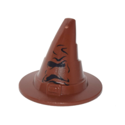 Minifigure, Headgear Hat, Wizard / Witch with Black HP Sorting Hat Pattern Minifigure, Headgear Hat, Wizard / Witch with Black HP Sorting Hat Pattern