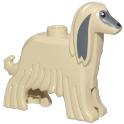 Dog, Afghan Hound with Dark Bluish Gray Face and Ears, Black Eyes and Nose, and White Pupils Pattern