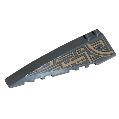 Деталь LEGO 50955pb053 Wedge 10 x 3 Left with Dark Tan Quarter Circle Tribal Pattern (Sticker) - Set 75186