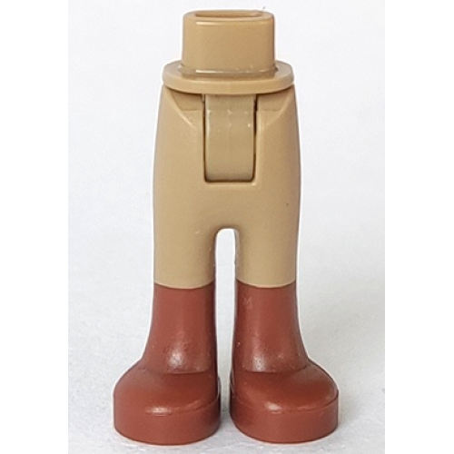 Деталь LEGO 92253c00pb07 Mini Doll Hips and Trousers with Back Pockets with Reddish Brown Boots Pattern - Thick Hinge - Dark Tan