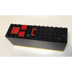Electric 9V Battery Box 4 x 14 x 4 with Red Buttons and Contact Plate with Yellow Base with Green Arrow Pattern (Sticker) - Set 8082
