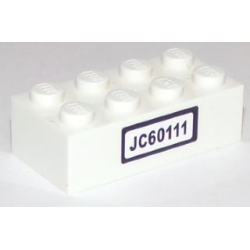 Brick 2 x 4 with Black 'JC60111' Pattern (Sticker) - Set 60111