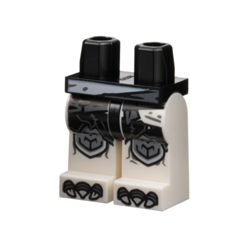Деталь LEGO 970c01pb65 Hips and White Legs with Black Tattered Loincloth, Silver Knee Pads and Claws Pattern