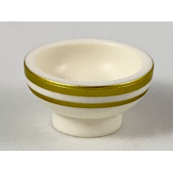 Minifigure, Utensil Bowl with Gold Rim and Stripe Pattern