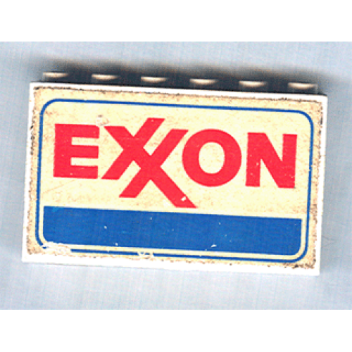 Деталь LEGO BA012pb08 Stickered Assembly 6 x 1 x 3 with 'EXXON' Pattern on Both Sides (Stickers) - Set 6375-2 - 3 Brick 1 x 6