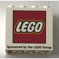 Brick 2 x 4 x 3 with Lego Logo and 'Sponsored by the LEGO Group' Pattern Brick 2 x 4 x 3 with Lego Logo and 'Sponsored by the LEGO Group' Pattern