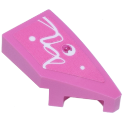Wedge 2 x 1 x 2/3 Right with White Curved Lines and Dots and Magenta Circle Pattern (Sticker) - Set 77241