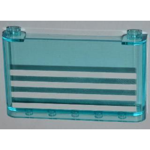 Деталь LEGO 64453pb007 Windscreen 1 x 6 x 3 with 4 White Stripes Pattern (Sticker) - Set 4431