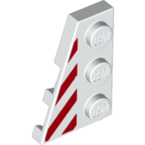 Деталь LEGO 43723pb03 Wedge, Plate 3 x 2 Left with Red Danger Stripes Pattern
