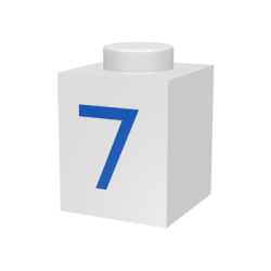 Brick 1 x 1 with Blue Number 7 Pattern