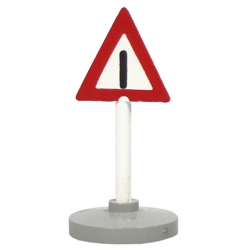 Road Sign with Post, Triangle with Generic Warning Pattern, Type 2 Base