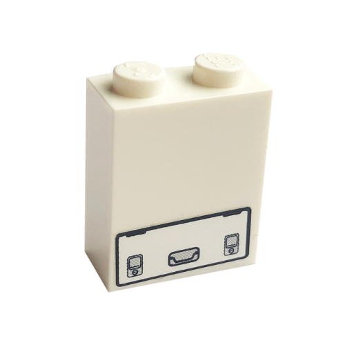 Деталь LEGO 3245bpb15 Brick 1 x 2 x 2 with Inside Axle Holder with Service Door with Handle Pattern (Sticker) - Set 7743