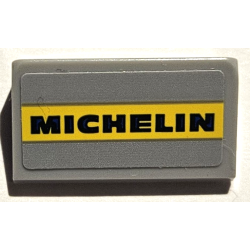 Slope 30 1 x 2 x 2/3 with 'MICHELIN' on Yellow Stripe Pattern (Sticker) - Set 75889