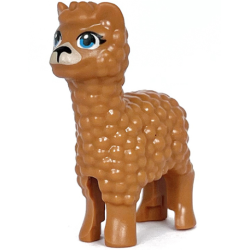 Alpaca / Llama, Friends Style with Dark Azure Eyes with Eyelashes, Black Nose and Tan Muzzle Pattern