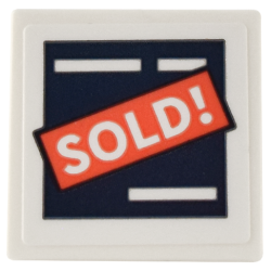 Road Sign 2 x 2 Square with Open O Clip with Dark Blue and Coral Sign and White 'SOLD!' Pattern (Sticker) - Set 41732 Road Sign 2 x 2 Square with Open O Clip with Dark Blue and Coral Sign and White 'SOLD!' Pattern (Sticker) - Set 41732