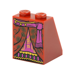 Slope 65 2 x 2 x 2 with Bottom Tube with Minifigure Dress / Skirt / Robe, Layered with Purple Panel and Sash Pattern Slope 65 2 x 2 x 2 with Bottom Tube with Minifigure Dress / Skirt / Robe, Layered with Purple Panel and Sash Pattern