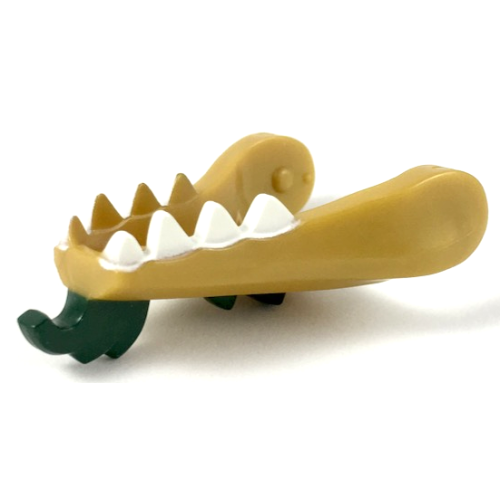 Деталь LEGO 40934pb01 Dragon Head (Ninjago) Jaw Lower with White Teeth and Dark Green Beard and Spines Pattern